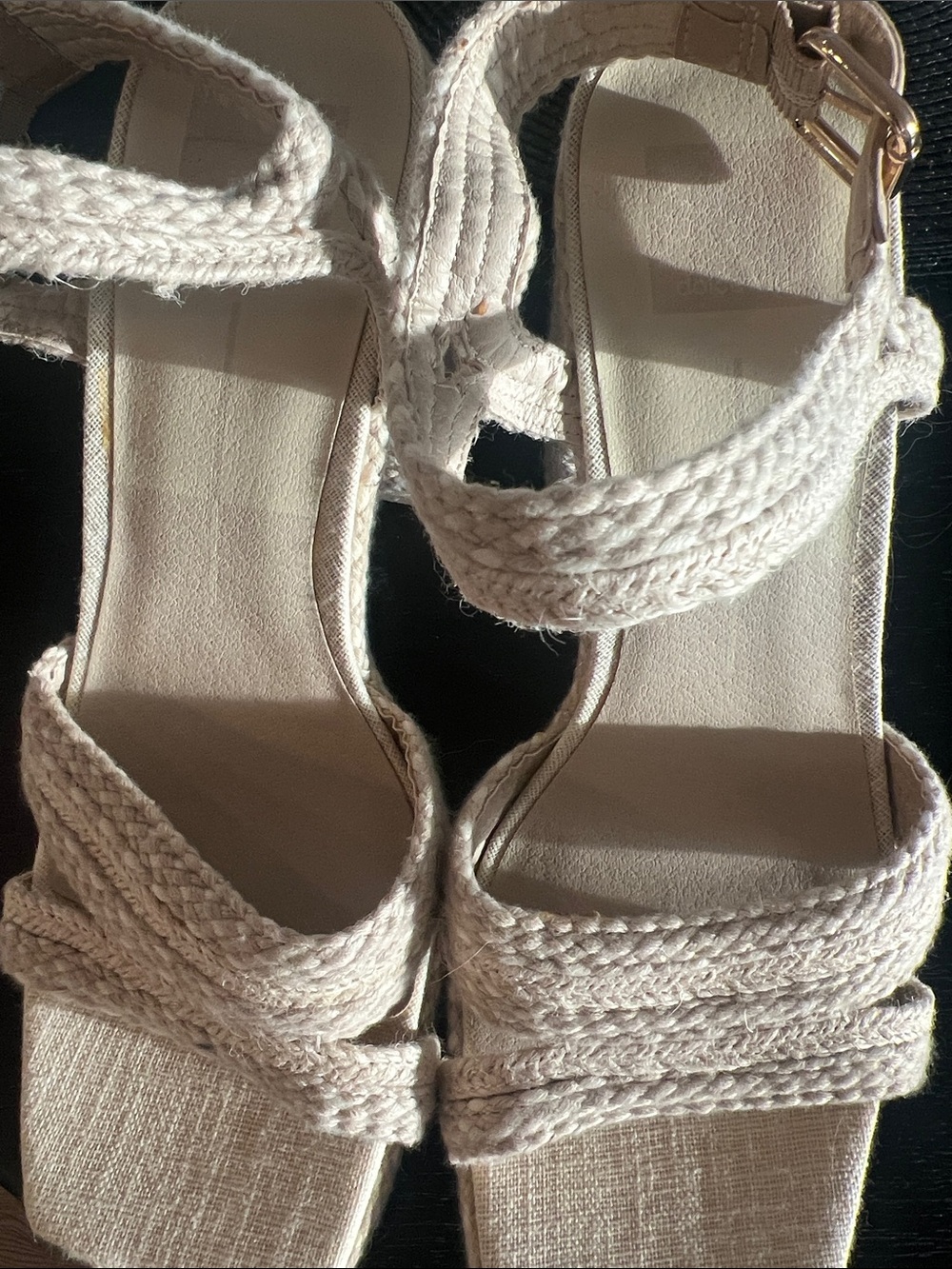 NWT SZ 8.5 Dolce Vita Cream Woven Platform Sandals/Heels - Picture 7 of 9